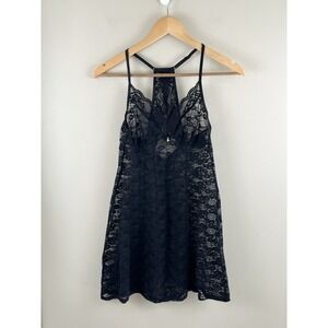 Apt 9 Black Full Lace Slip‎ Dress Lingerie Babydoll Sz M Whimsey Goth Fairy